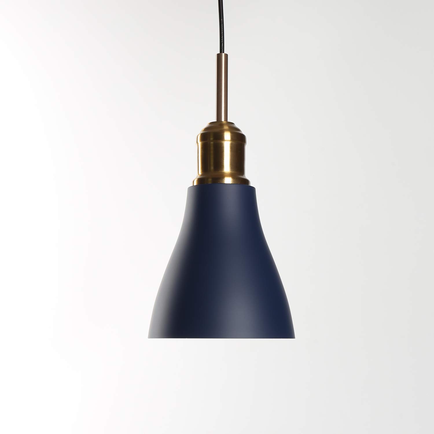Modern Brass Copper Painted Ceiling Pendant Light with Metal Lampshade - Blue LED Lighting Fixture for Dining Room, Kitchen, Coffee Bar, Living Room & Study | Energy Efficient Home Decor Lighting Solution