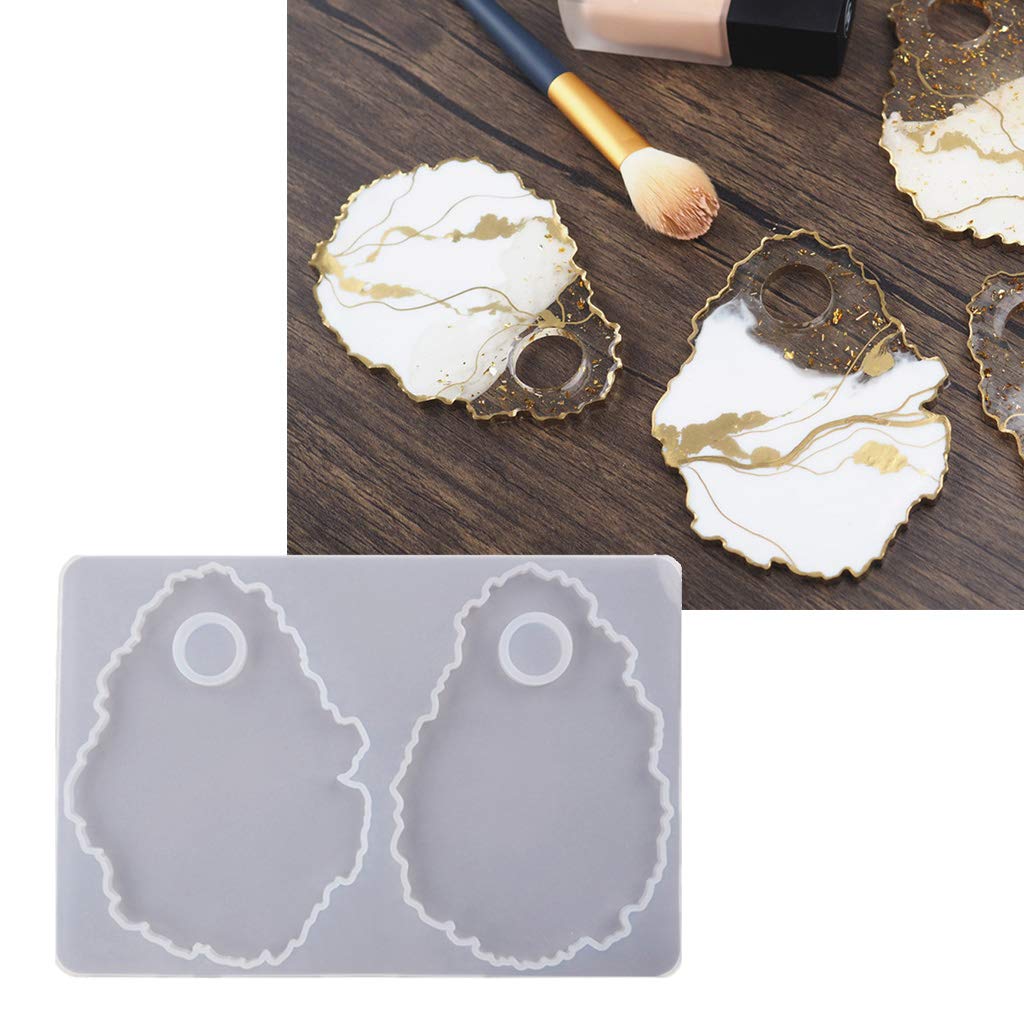 SupremeLife DIY Silicone Molds for Resin Casting - Irregular Round Cosmetic Makeup Palette Spatula Tools - Perfect for Epoxy Art, Jewelry Making & Nail Art Designs
