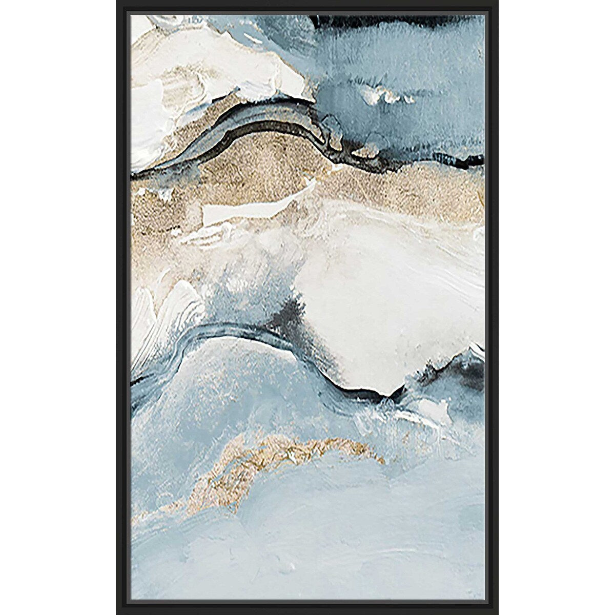 Blue Crystalline Print Floating Canvas Wall Art - Modern Abstract Painting for Living Room, Bedroom & Office Decor