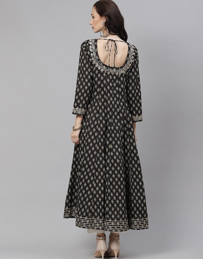 Stylish Black Cotton Straight Kurti for Women - Comfortable & Trendy Ethnic Wear for Casual Outings & Festive Occasions