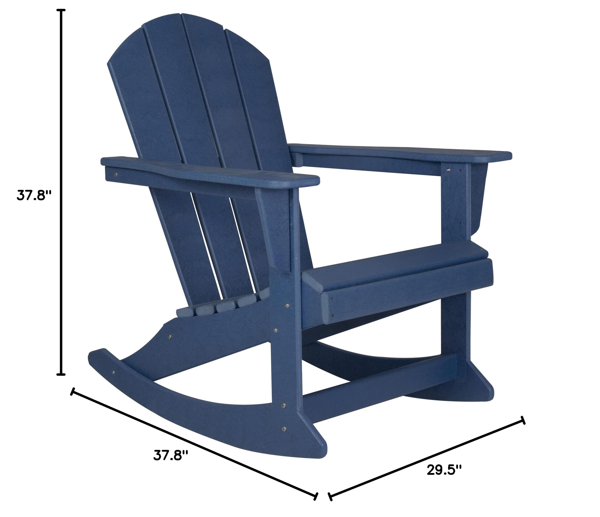 WO Home Furniture 4-Piece Patio Rocking Chair Set - Classic Outdoor HDPE Rockers with UV & Weather Resistance (Navy Blue) - Perfect for Porch, Garden, Deck & Backyard Relaxation