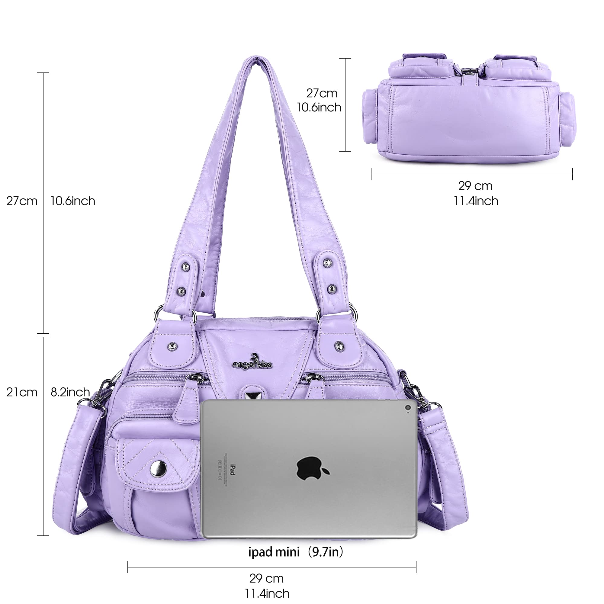 Angel Kiss Women's Soft Leather Hobo Crossbody Shoulder Bag with Removable Strap & Multiple Pockets - Perfect for Work, Travel, and Everyday Use