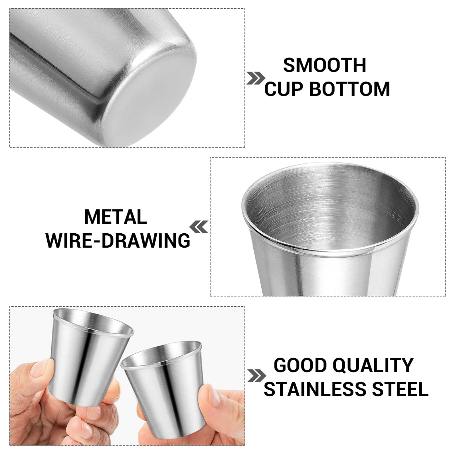 NUOBESTY 12-Pack Stainless Steel Espresso Shot Cups 30ml (1oz) - Unbreakable Metal Drinking Glasses for Coffee, Tea, Bourbon - Perfect for Camping, Travel & Outdoor Use