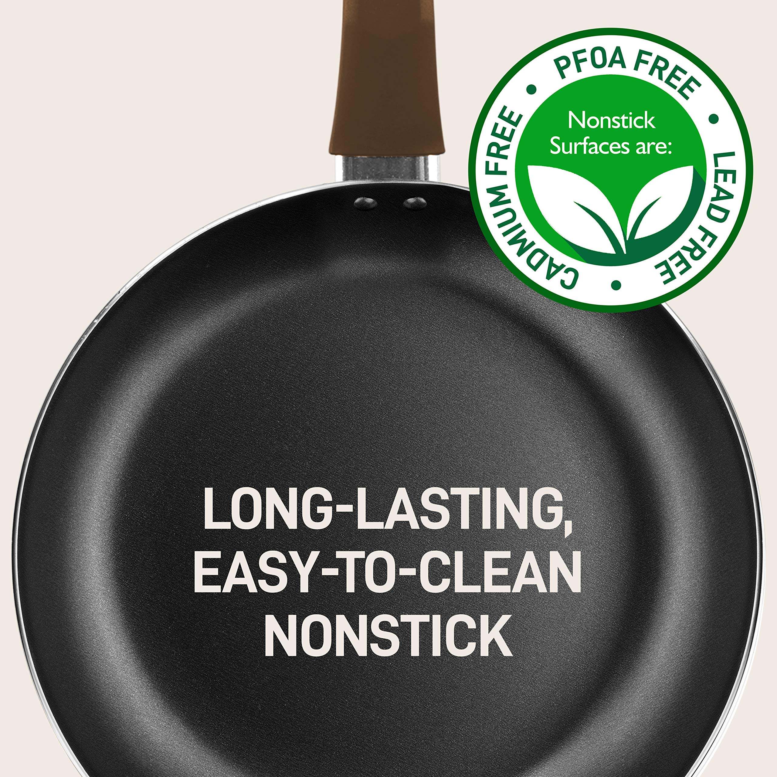 NutriChef 13-Piece Non-Stick Kitchen Cookware Set - Brown Pots & Pans for Cooking, Frying & Baking | Durable Stainless Steel Handles | Dishwasher Safe | Perfect for Home Chefs & Professional Kitchens