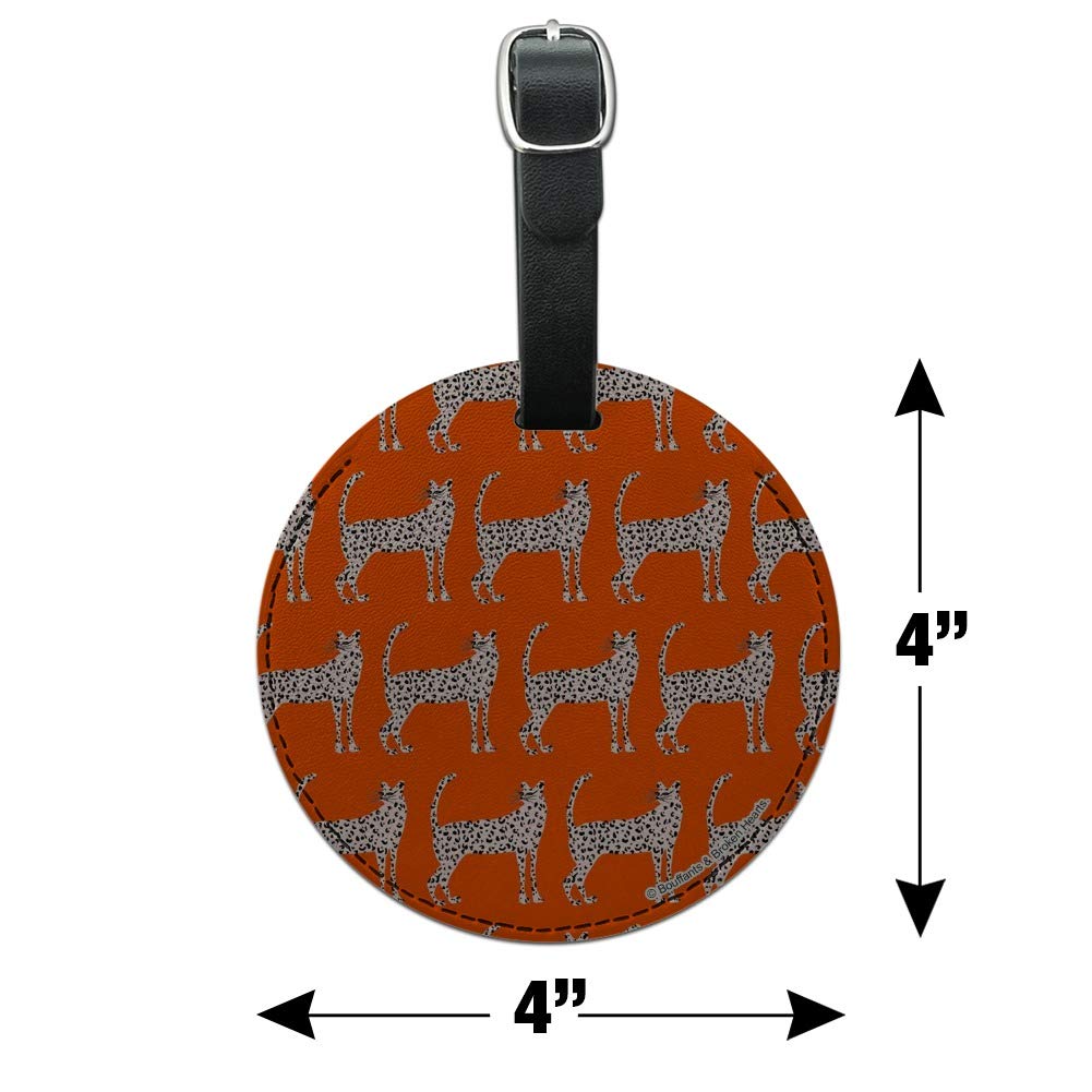 Cheeky Cheetahs Round Leather Luggage Tag - Durable Suitcase ID Tag for Carry-On Bags - Perfect for Travel Identification & Baggage Tracking