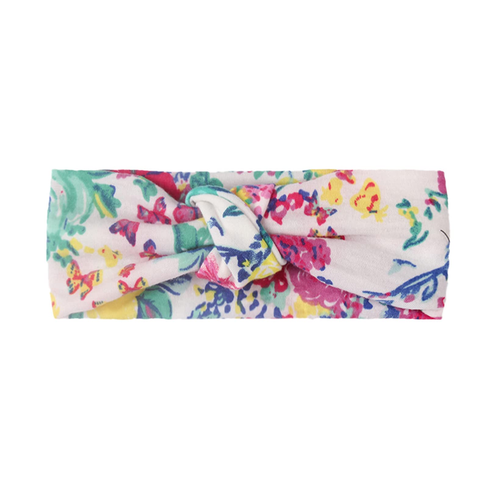 1PC Newborn Baby Girls Headband Knot Stretch Hairband Floral Headwear Kids Hair Accessories Puff Ball Rubber Bands for Infants & Toddlers - Perfect for Photoshoots, Birthday Parties & Daily Wear (One Size)