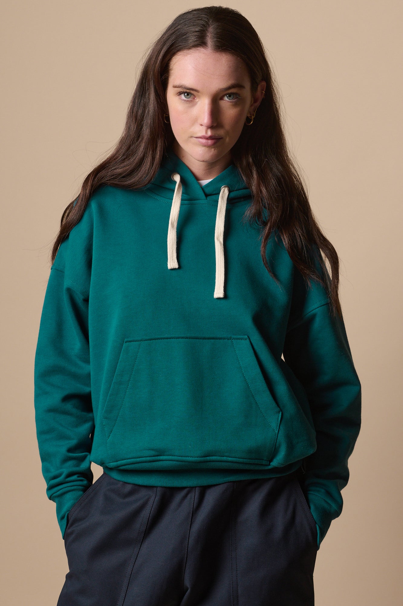 Women's Hooded Sweatshirt - Soft Fleece Pullover with Front Pocket | Teal Green Casual Wear for Women | Perfect for Fall, Winter & Outdoor Activities