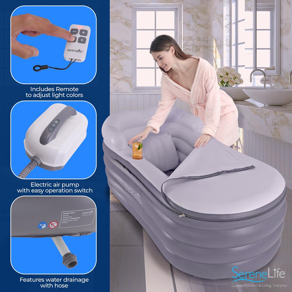 Inflatable Bathtub with Bubble Massage - Portable Spa for Adults, Home Relaxation & Outdoor Use - Perfect for Bathroom, Camping, Travel & Small Spaces