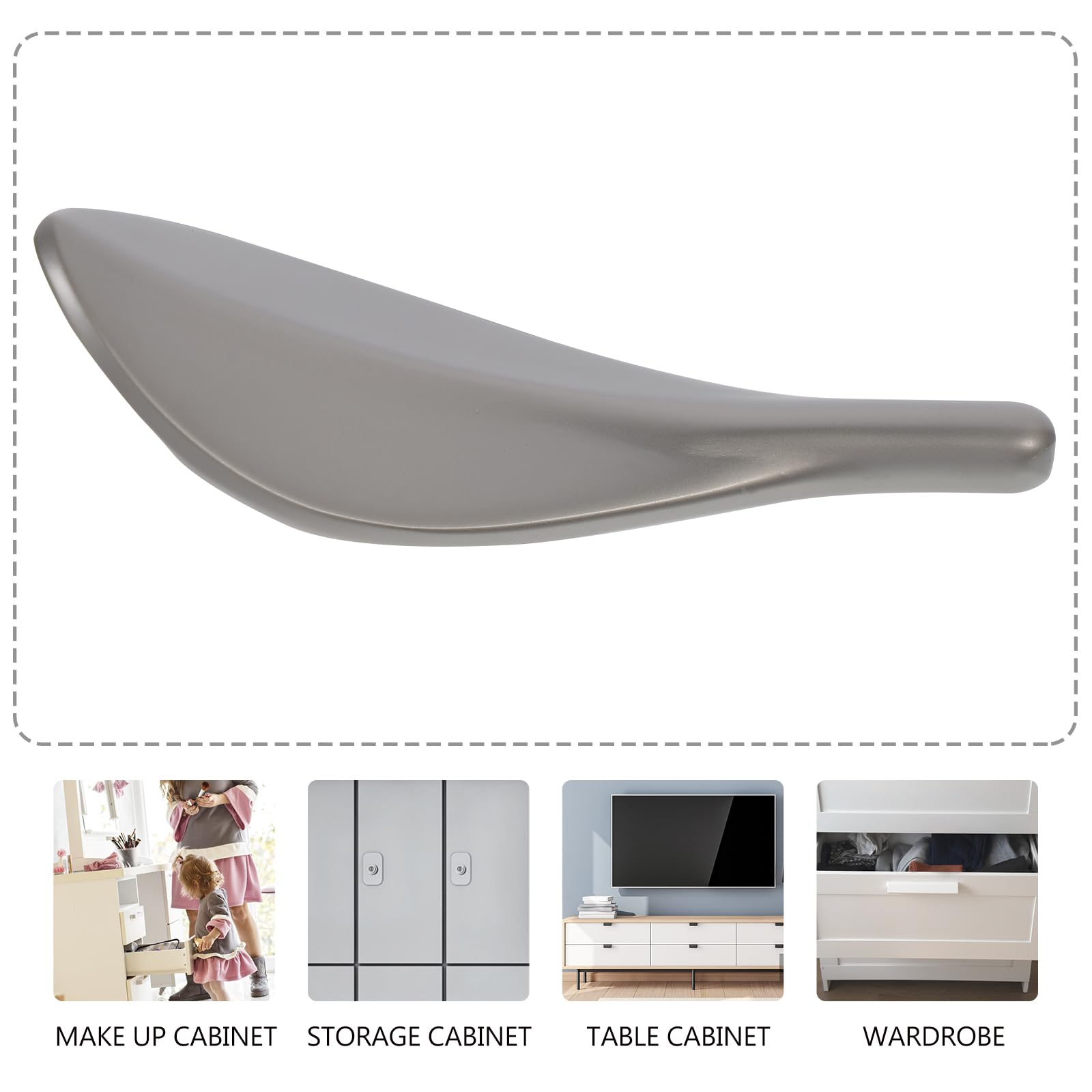 2 Pack Leaf Shaped Cabinet Handles - Brushed Nickel Kitchen Cabinet Pulls, Decorative Leaf Design Door Handles for Furniture & Home Decor - Perfect for Cabinets, Drawers, and Wardrobes