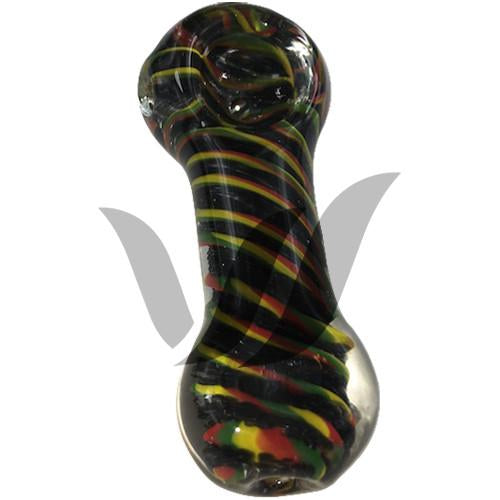 Rasta Spoon Pipe - Colorful Handmade Glass Smoking Pipe for Herbs | Perfect for Travel, Camping & Outdoor Use