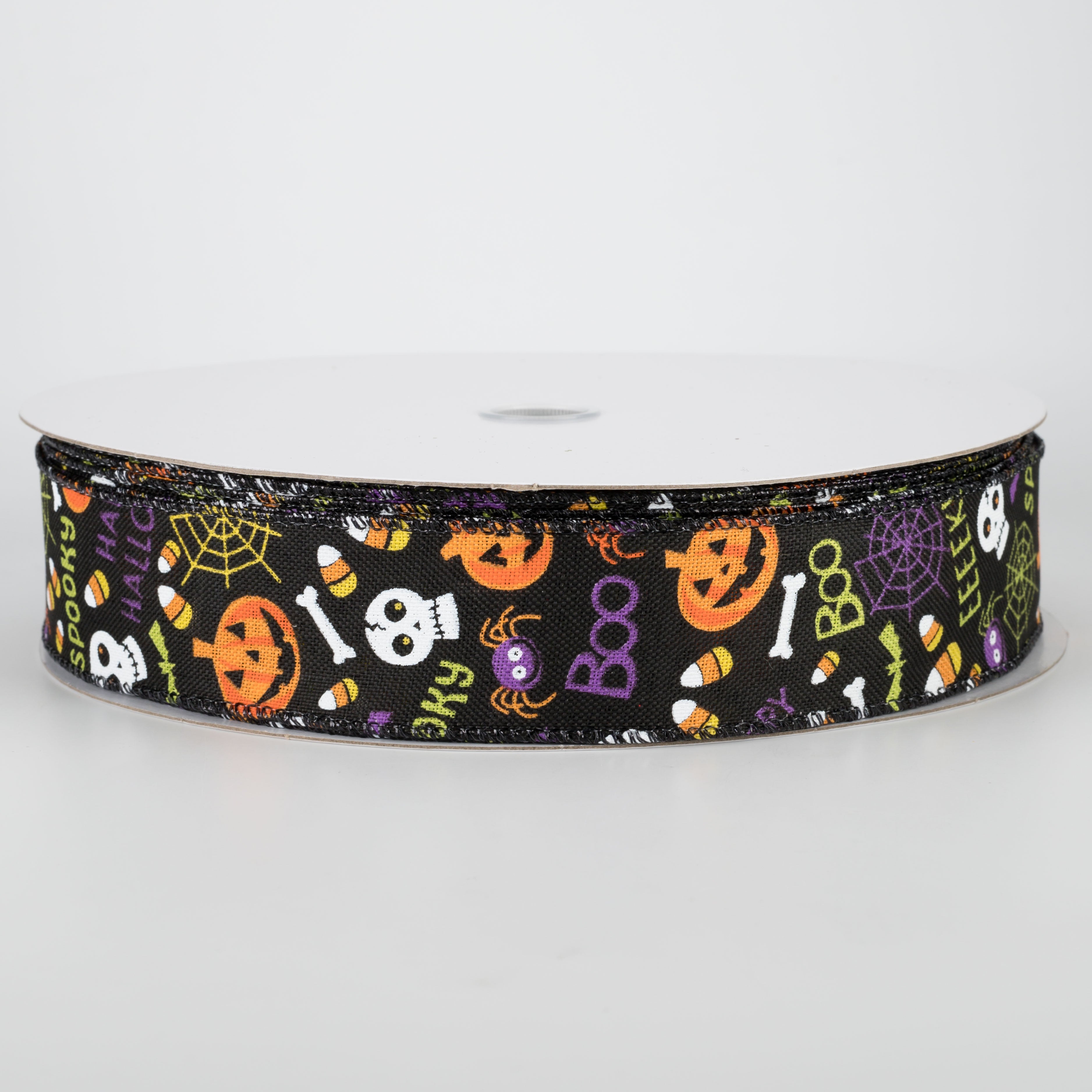 1.5 Inch Halloween Fun Ribbon - Black (50 Yards) for Party Decorations, Gift Wrapping & DIY Crafts