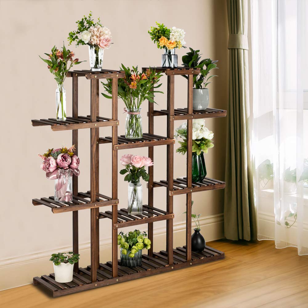 49.2'' Tall Wooden Tiered Plant Stand - Indoor/Outdoor Plant Ladder Shelf for 17 Potted Flowers | Garden, Balcony, Patio Decor | Perfect for Displaying Plants in Living Rooms, Offices & Outdoor Spaces