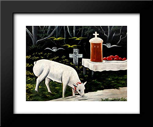 Easter Lamb 24x20 Framed Art Print by Niko Pirosmani - Vintage Georgian Folk Art Wall Decor for Living Room, Bedroom & Office