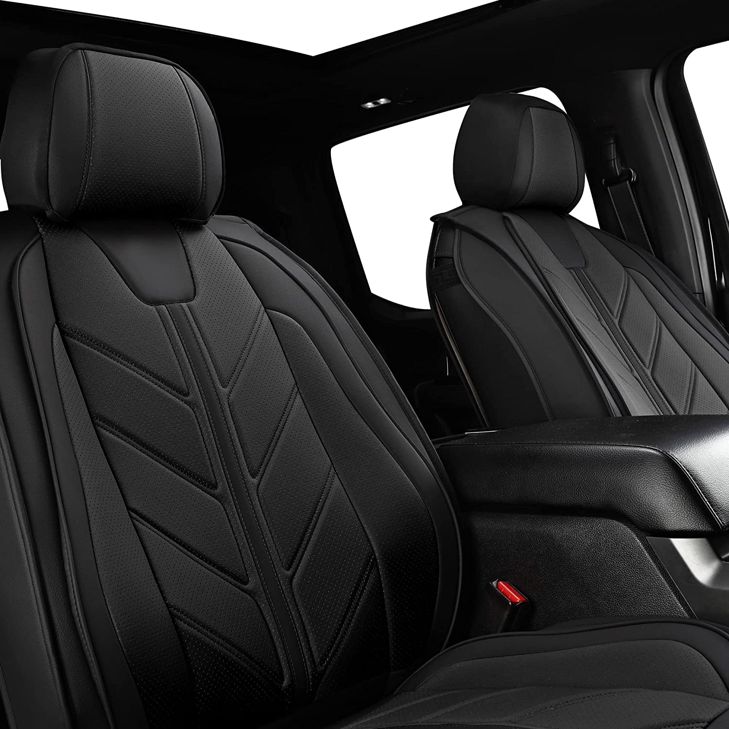 Dodge Ram 1500 2009-2024 Seat Covers - Premium Pleather Custom Fit for Ram 1500/2500/3500 Limited Laramie Big Horn Models - 5-Piece Full Set (Black) - Perfect for Truck Protection & Interior Upgrade