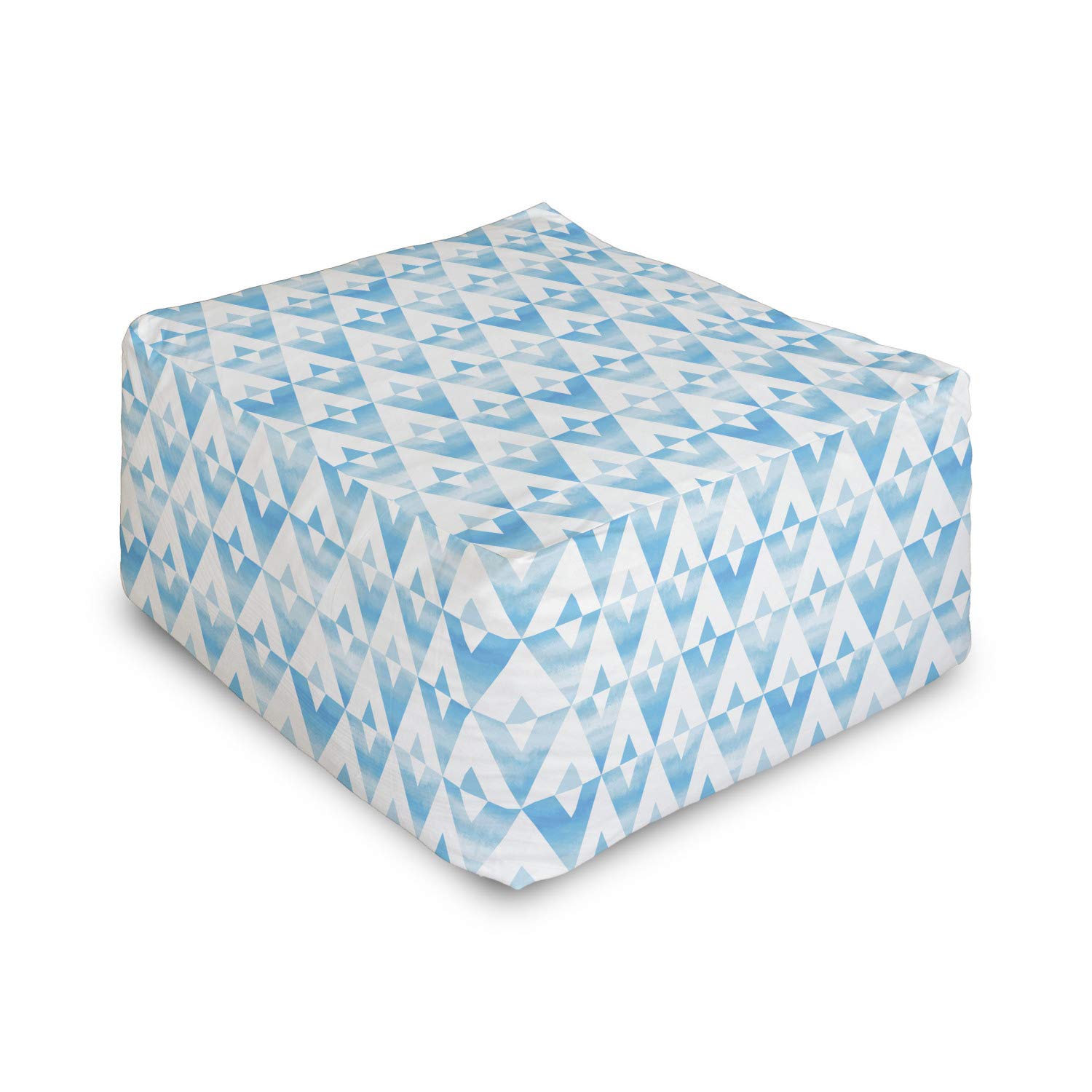 Ambesonne Modern Rectangle Pouf Ottoman - Geometric Triangle Pattern with Sky & Clouds Design - 25
