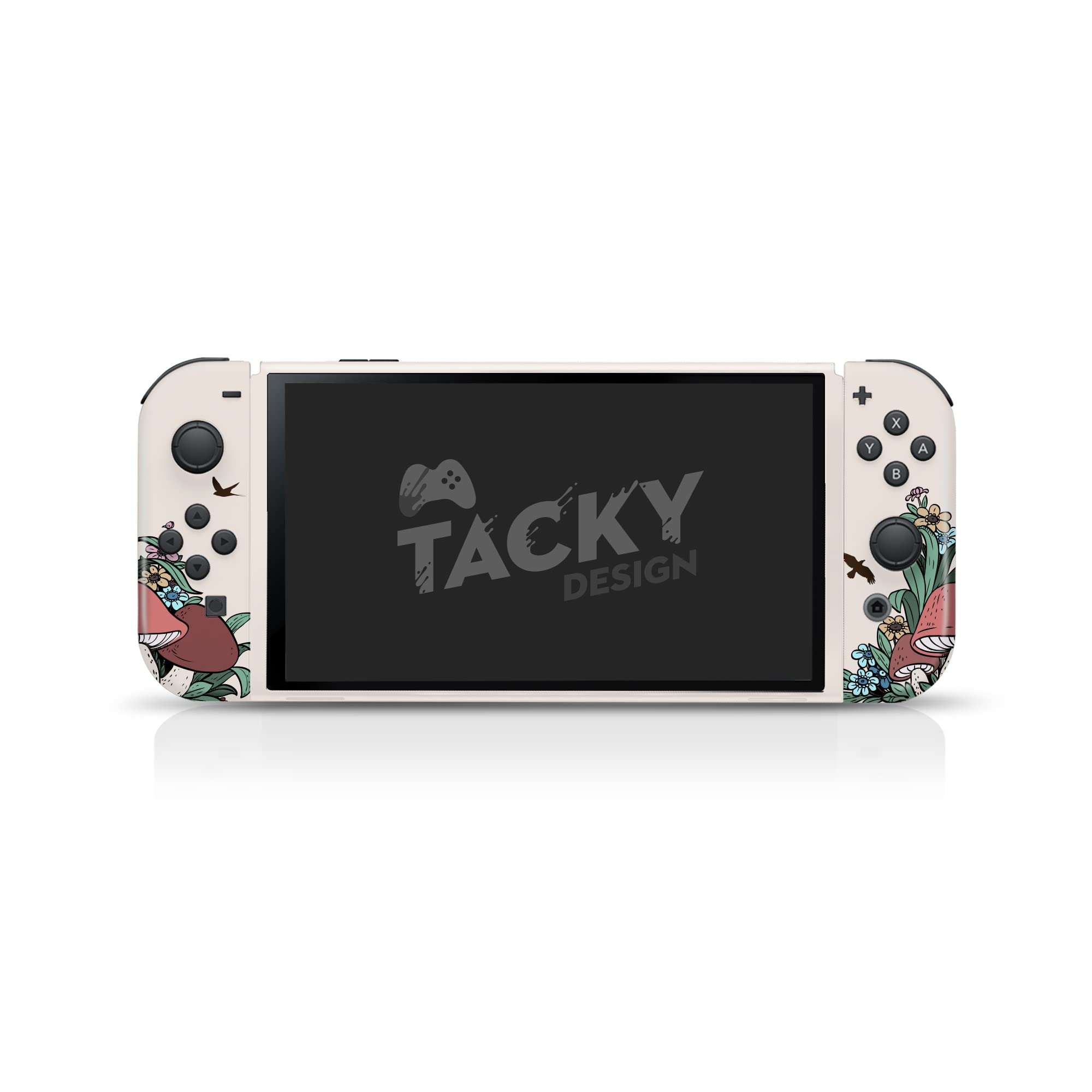 Kawaii Beige Mushroom Skin Wrap Cover for Nintendo Switch OLED - Premium 3M Vinyl Full Decal Sticker | Perfect for Gaming, Customization & Protection