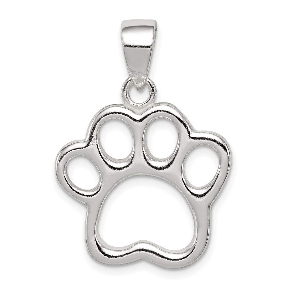 Sterling Silver Paw Print Pendant - 20mm Black Bow for Pet Lovers