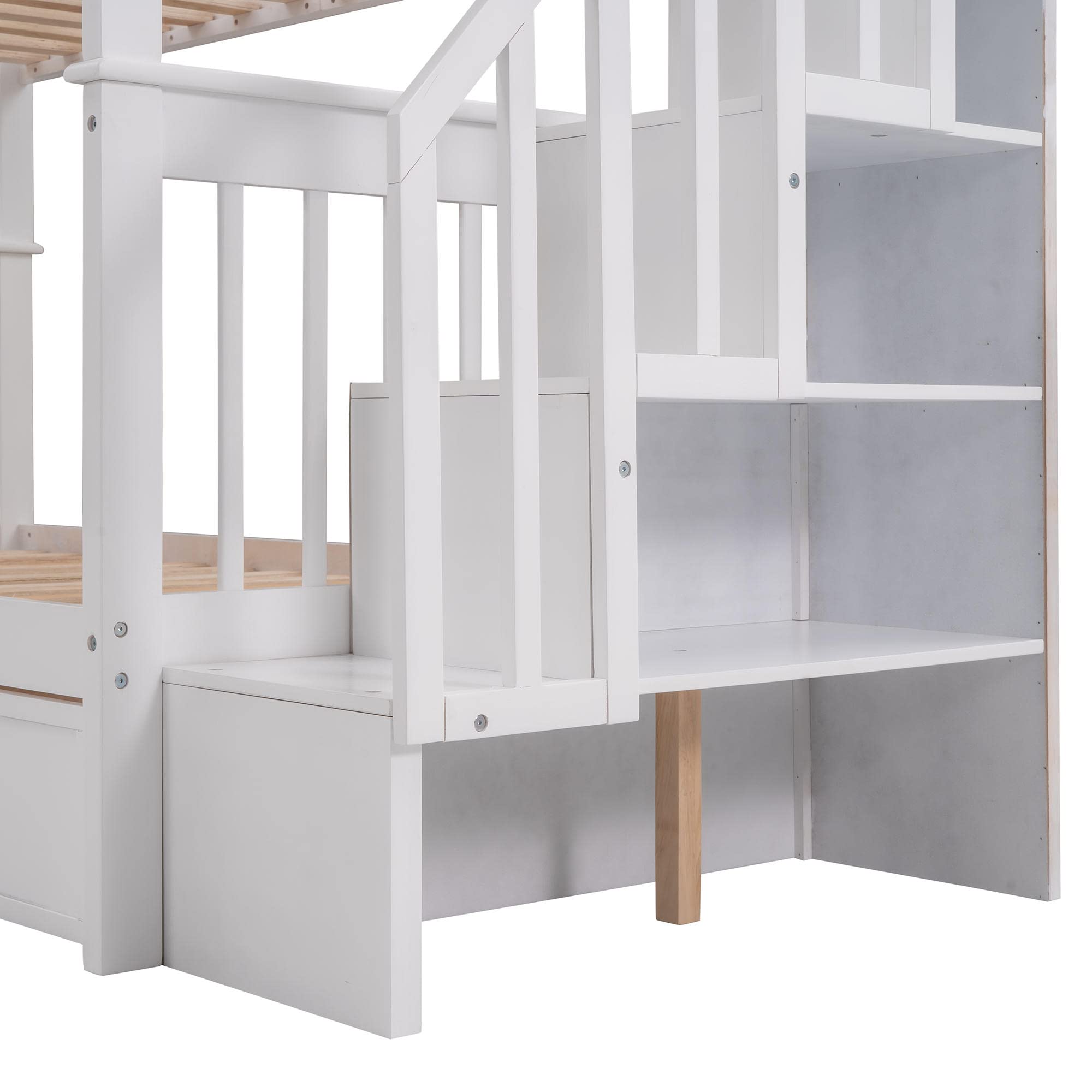 Solid Wood Twin-Over-Twin Bunk Bed with Storage Drawer & Guard Rail | Convertible Space-Saving Bed Frame for Kids, Teens & Adults | Perfect for Bedrooms, Dorm Rooms & Small Spaces | No Box Spring Needed - White