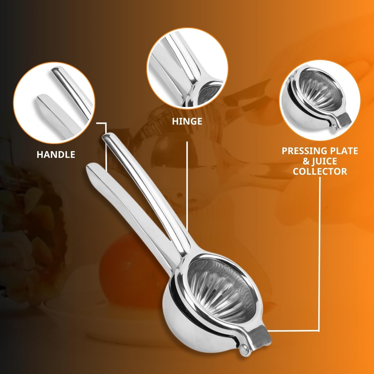 Premium Heavy-Duty Stainless Steel Lemon & Lime Squeezer - Handheld Citrus Juicer for Fresh Juice - Perfect for Cocktails, Cooking & Healthy Drinks at Home or Bar Use