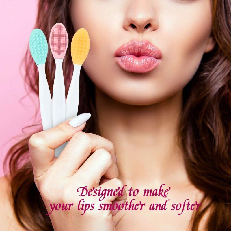 Double-Sided Silicone Lip Exfoliating Brush for Dry Lips - Gentle Lip Scrubber & Massage Tool (Pack of 1) - Perfect for Exfoliation Before Lipstick & Lip Care Routine
