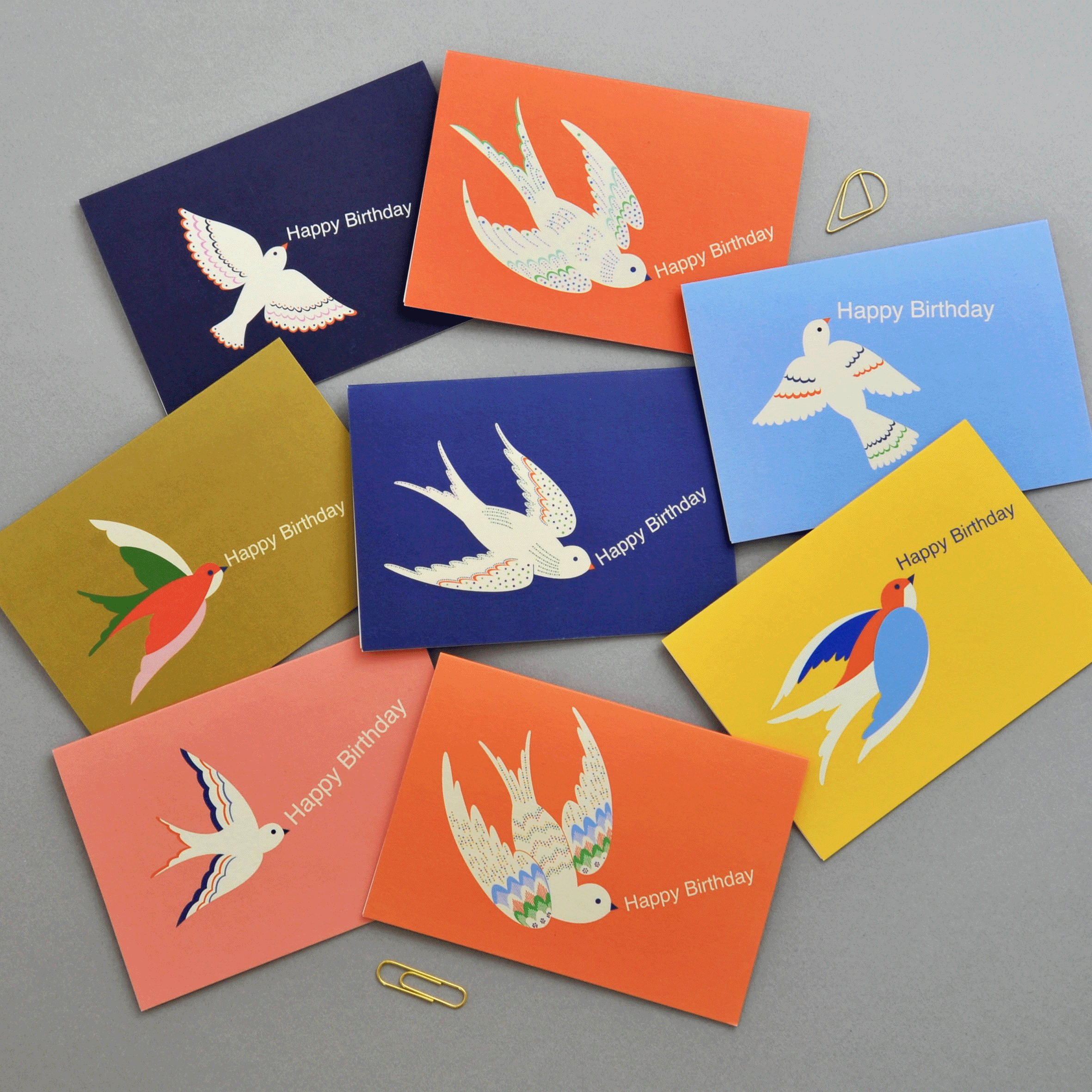 Happy Birthday Bird Notecard Set by Elvira van Vredenburgh - Handmade Greeting Cards for Birthdays, Thank You Notes & Special Occasions - Perfect for Party Invitations, Gift Cards & Personal Messages
