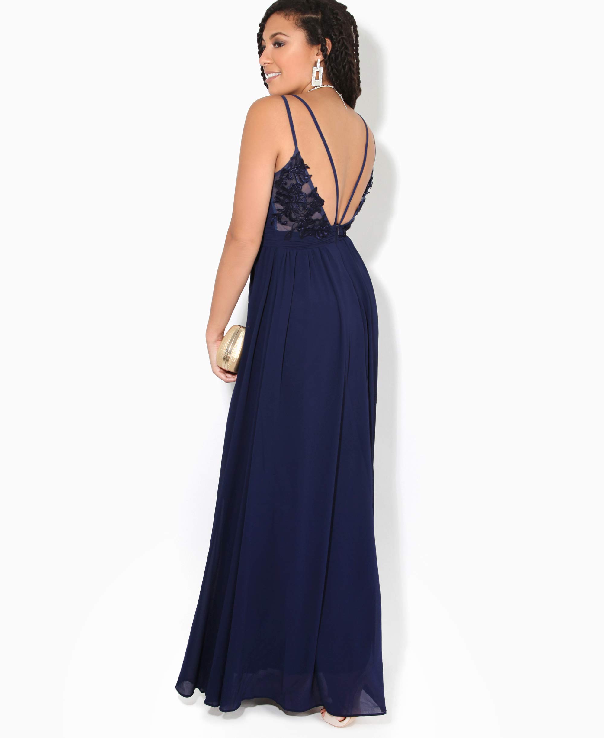 KRISP® Women's Strappy Backless Chiffon Maxi Dress for Wedding, Bridesmaid, Formal Party - Elegant Evening Gown for Prom, Cocktail, and Special Occasions
