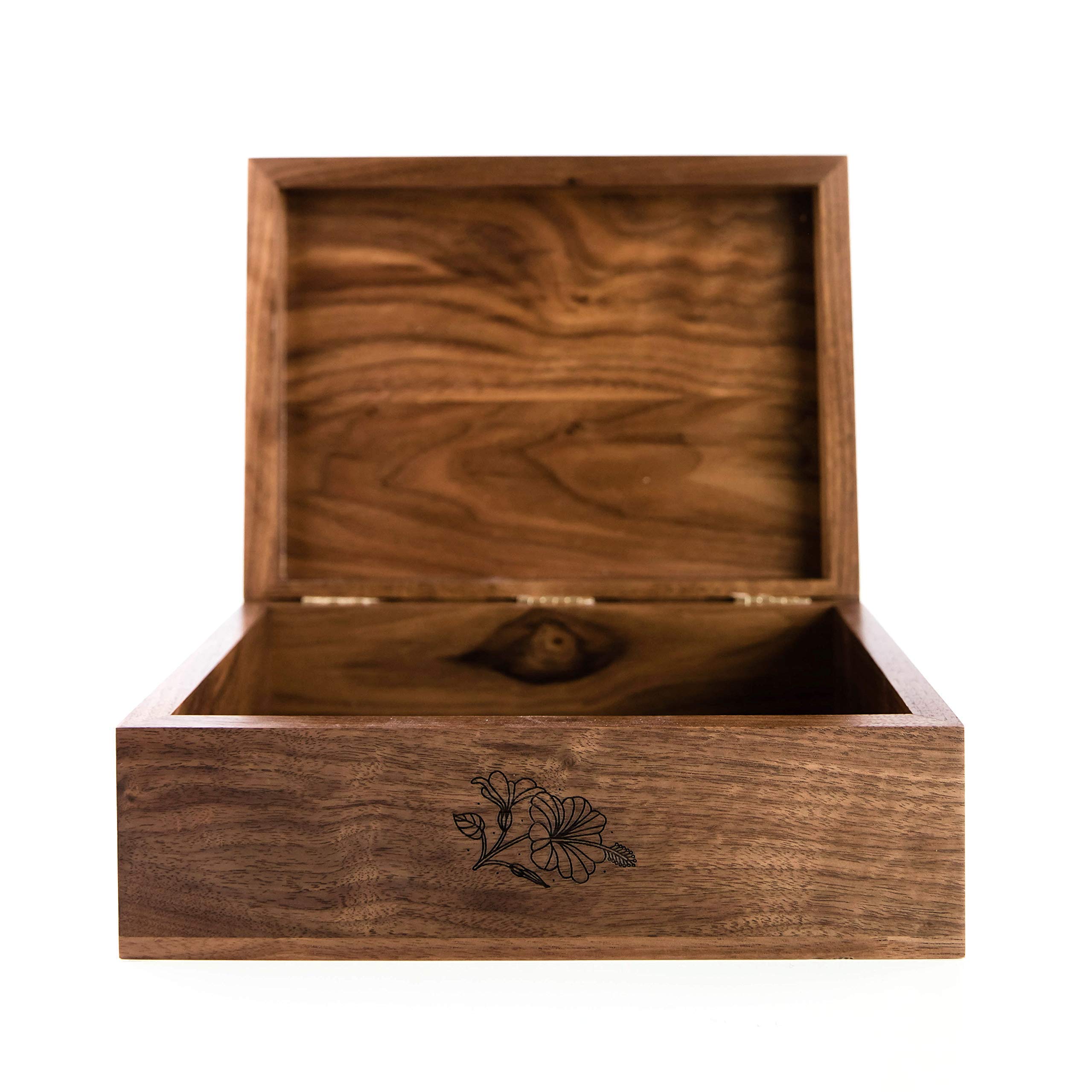 Personalized Floral Monogram Wooden Keepsake Box - Custom Engraved Gift for Wedding, Anniversary, Baby Shower & Memory Storage | Perfect for Jewelry, Photos & Special Mementos