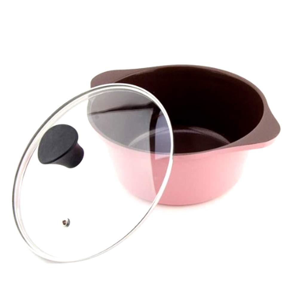 Nonstick Ceramic Cookware Set - 4-Piece Pink Pots and Pans with Thermo-Spot Heat Indicator, Dishwasher Safe & Oven Safe Kitchenware for Baking, Cooking, and Serving - Perfect for Home Chefs and Family Meals