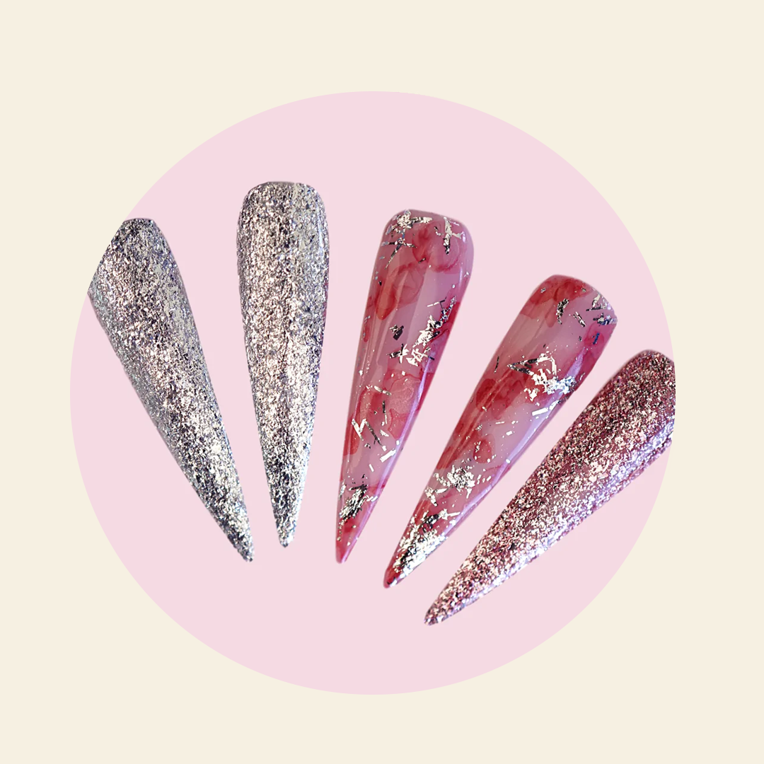 Mitty Platinum Glitter Silver Dreams Nail Polish - 15ml High Shine Metallic Finish for Parties, Weddings & Special Occasions