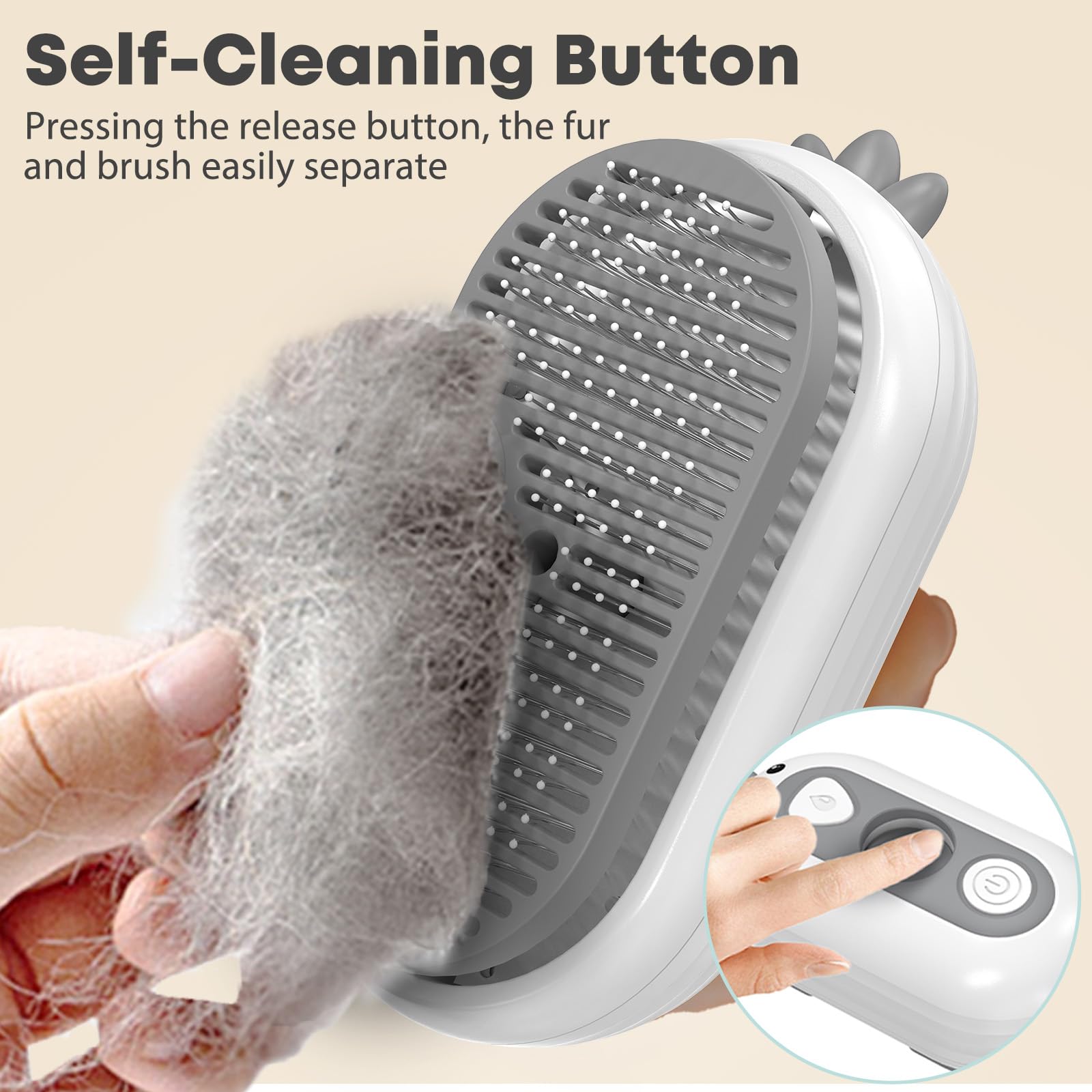 **3-in-1 Rechargeable Cat & Dog Deshedding Brush with Steam – Self-Cleaning Pet Hair Brush for Long & Short Hair, Gentle Shedding Control – Perfect for Grooming at Home or Professional Pet Salons**