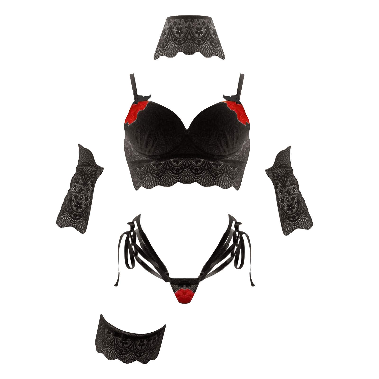 Sexy Lace Embroidered Bodystocking for Women - Plus Size Lingerie Set in Black (Size L) | Perfect for Valentine's Day, Boudoir Photography & Romantic Nights