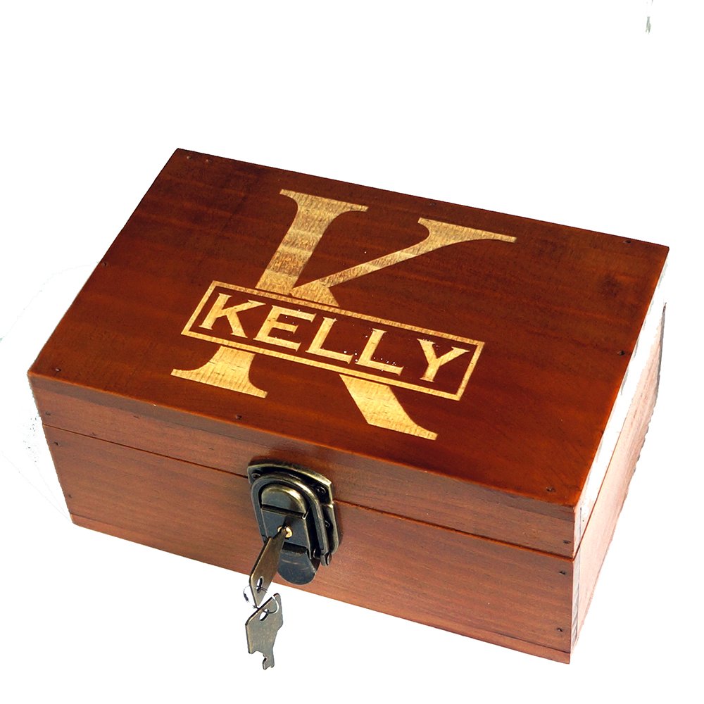 Personalized Wooden Jewelry Box w Lock - Bridesmaid Gift for Weddings & Anniversaries