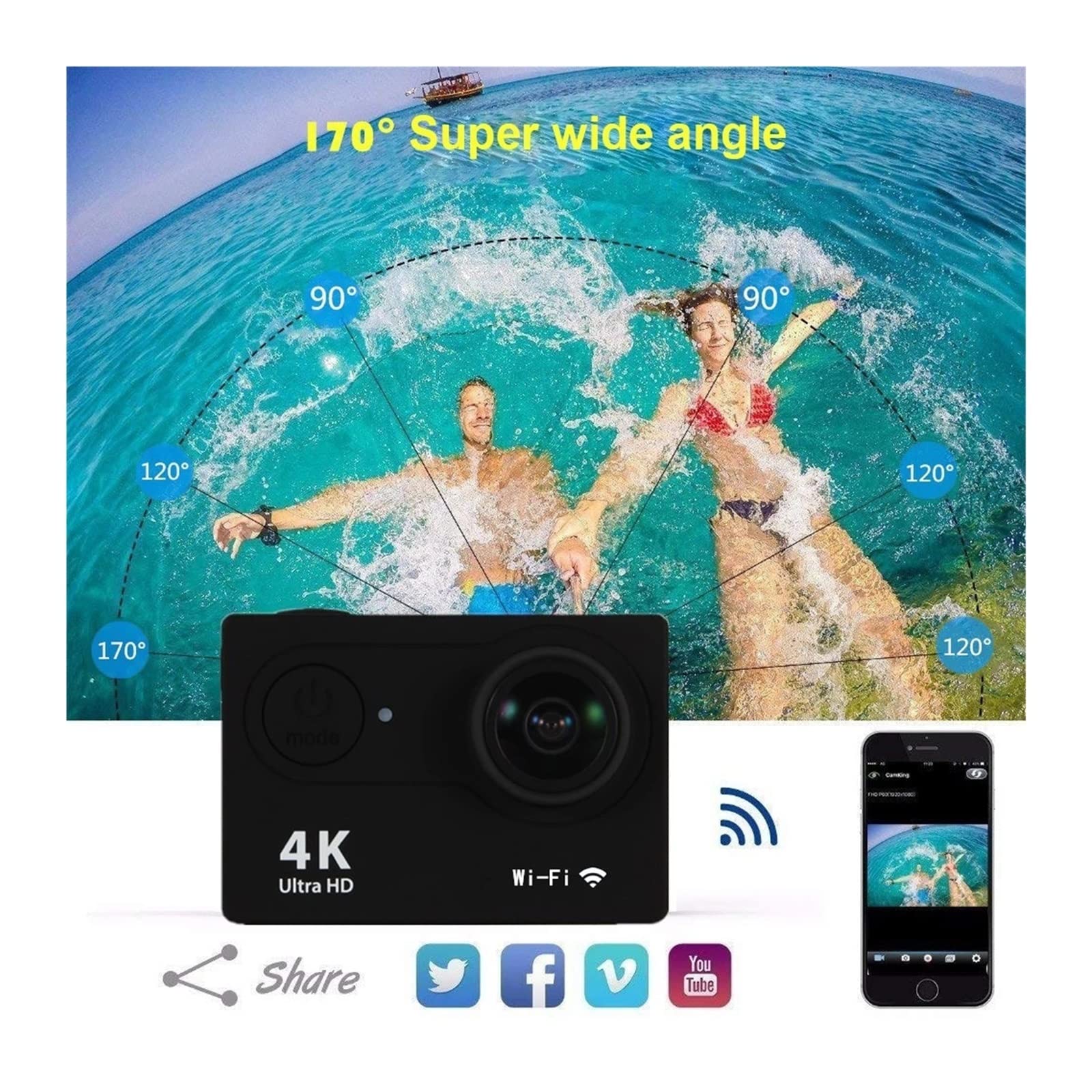 4K Ultra HD Action Camera with Image Stabilization - H9R Waterproof Sports Camera, Remote Control, Helmet Mount, High Frame Rate for Underwater, Diving, Surfing, Skiing & Adventure Recording