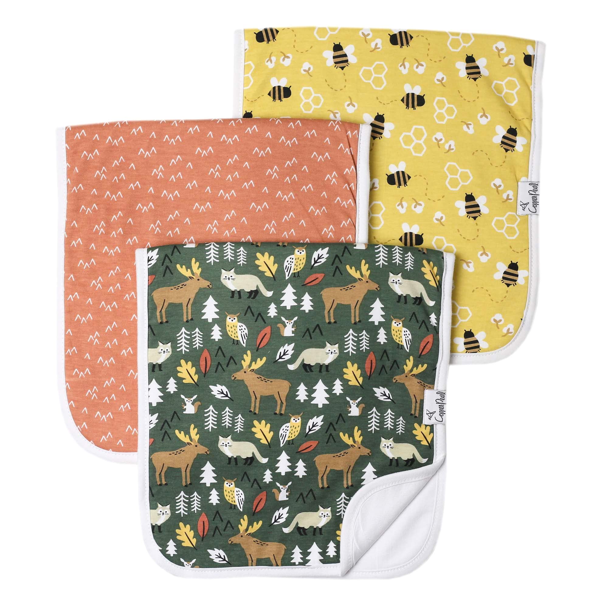 Premium Baby Burp Cloths 3-Pack - Extra Soft Cotton Spit Up Rags with 3 Absorbent Layers, 21