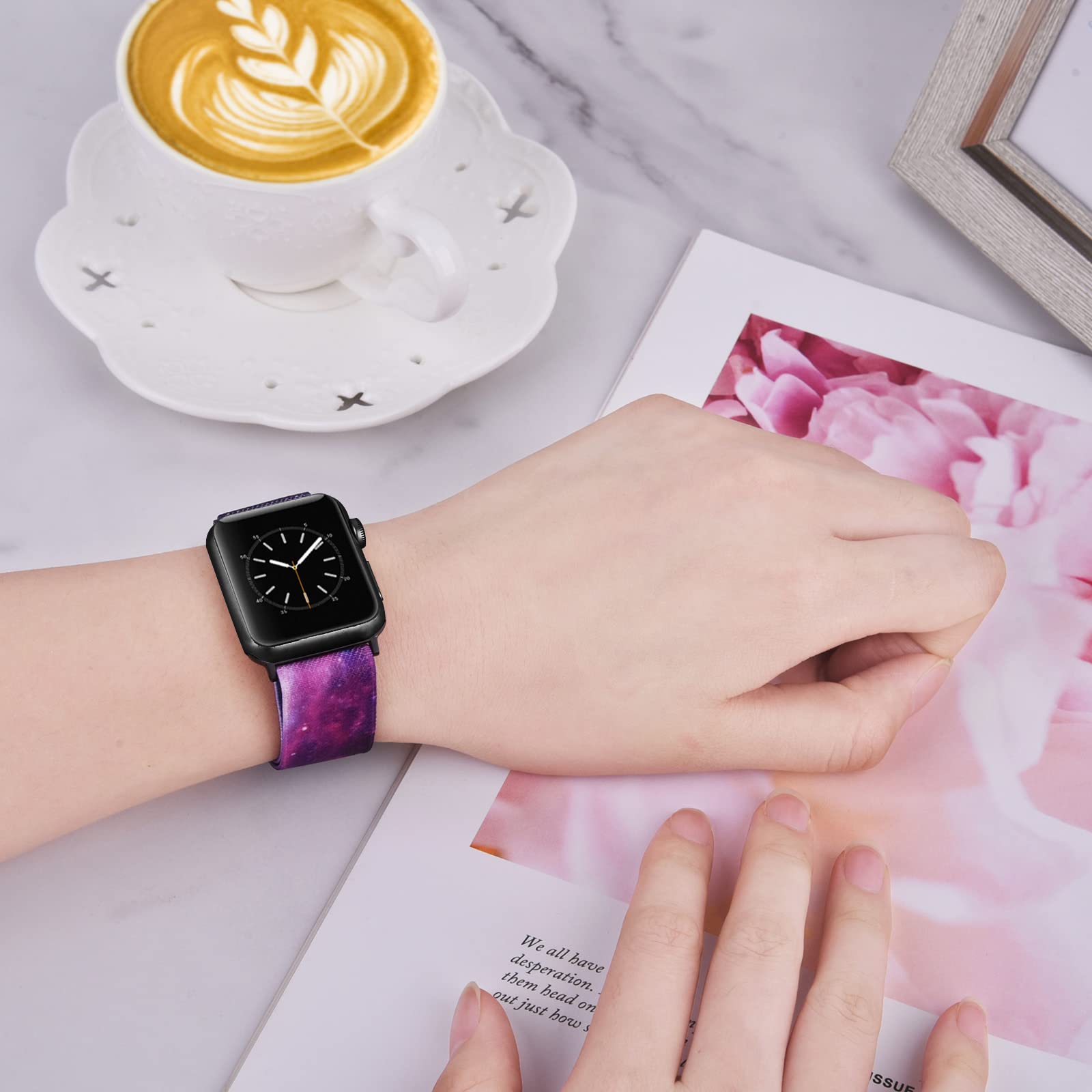 MOFREE Beaded Stretch Bracelet Compatible with Apple Watch 40mm/38mm/41mm (Series 7/SE/6/5/4/3/2/1) - Handmade Elastic Fashion Band for Women - Perfect for Workouts, Office Wear & Casual Outfits