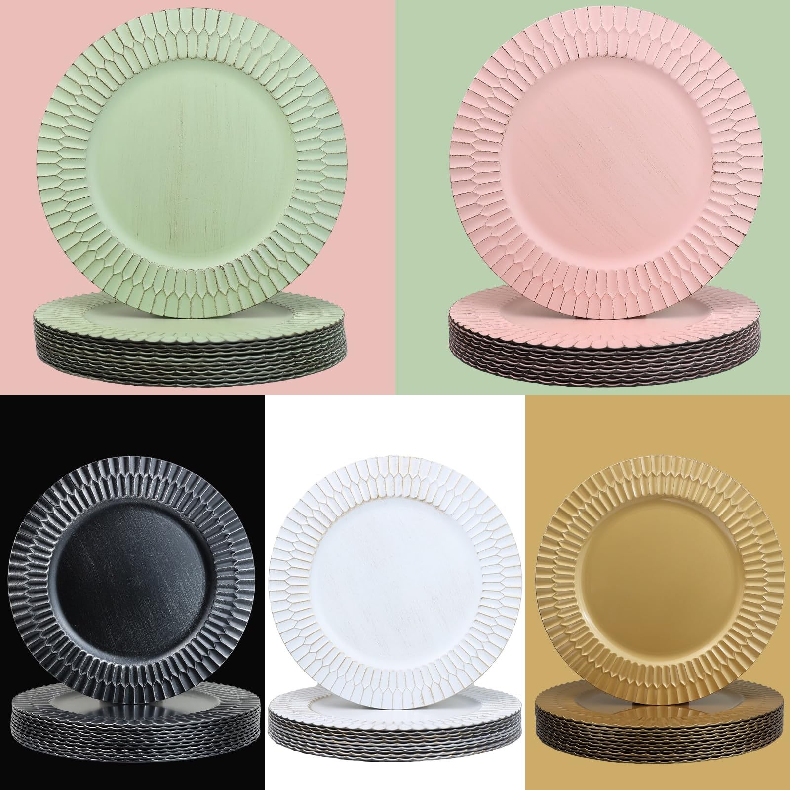 12-Pack White Plastic Charger Plates 13
