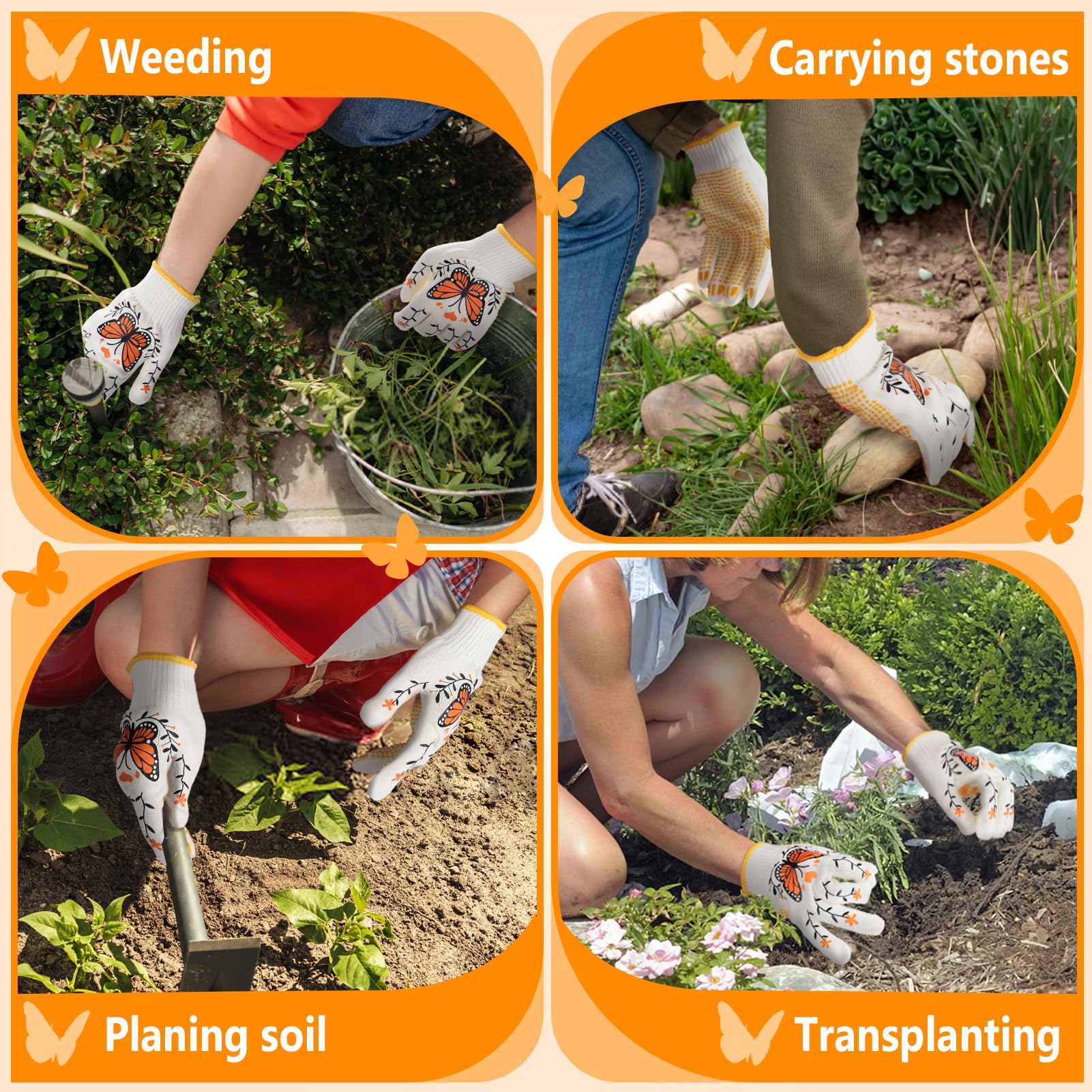 Breathable Gardening Gloves for Women - Non-Slip Cotton Work Gloves for Home & Auto Repair (3-Pack)