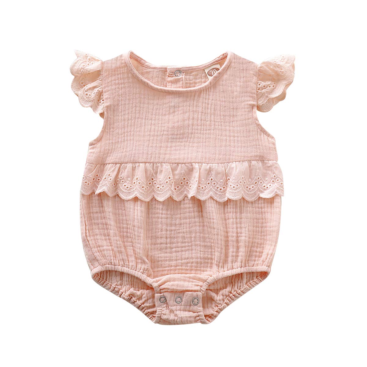 Newborn Baby Girl Cotton Romper - Soft Solid Color Ruffle Sleeve Bodysuit Jumpsuit for Summer | Perfect for Playtime, Photo Shoots & Daily Outfits
