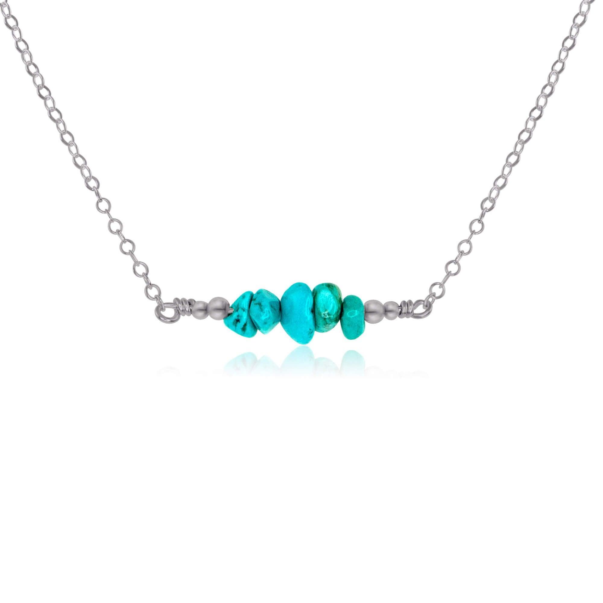 Turquoise Chip Bead Bar Necklace for Women - Handmade Boho Jewelry with Natural Stone - Perfect for Casual Wear, Beach Outfits & Festival Fashion