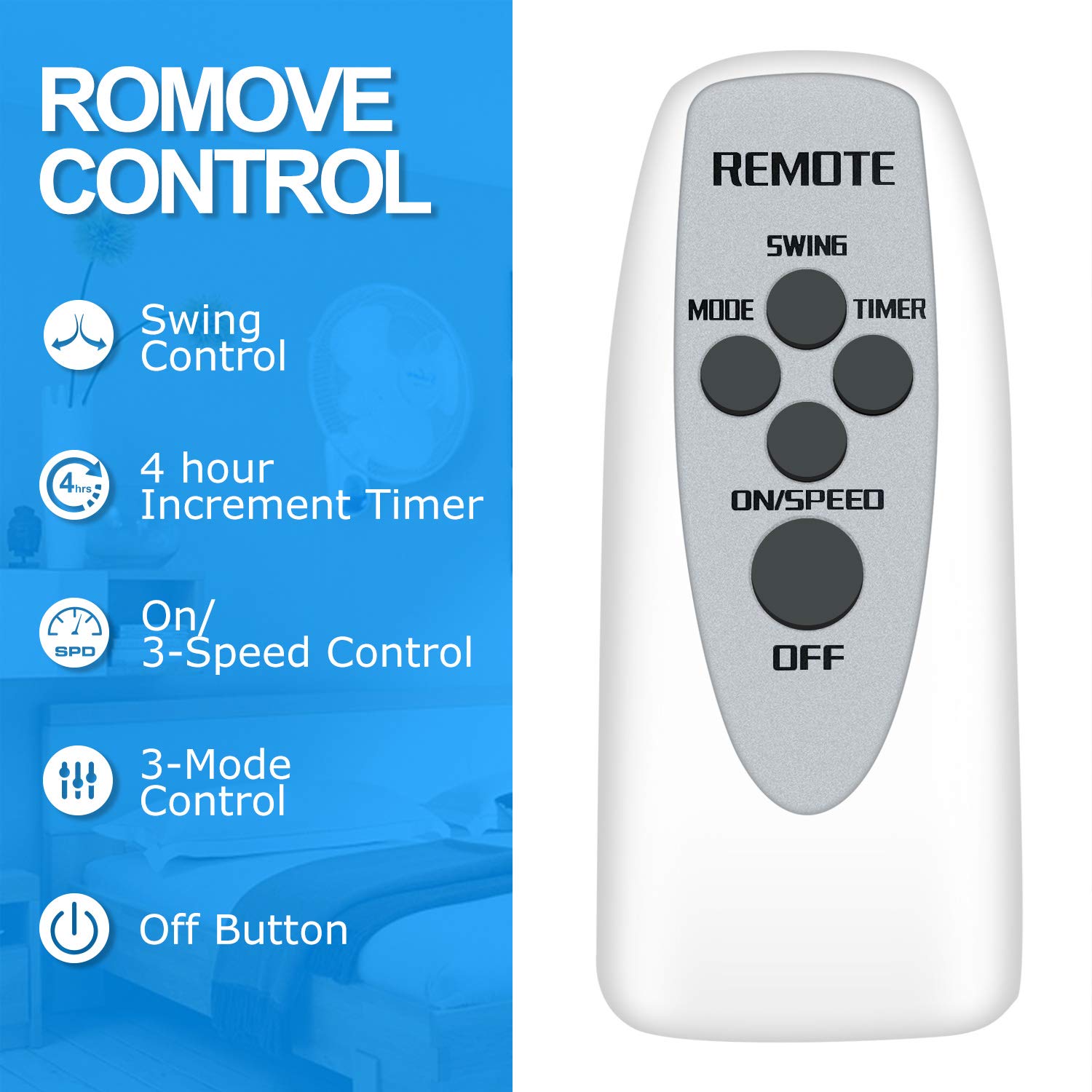 Simple Deluxe 16 Inch Wall Mount Fan with Remote Control - 3 Oscillating Modes, 3 Speed Settings & Timer - Perfect for Home, Office, Bedroom, Garage & Outdoor Use