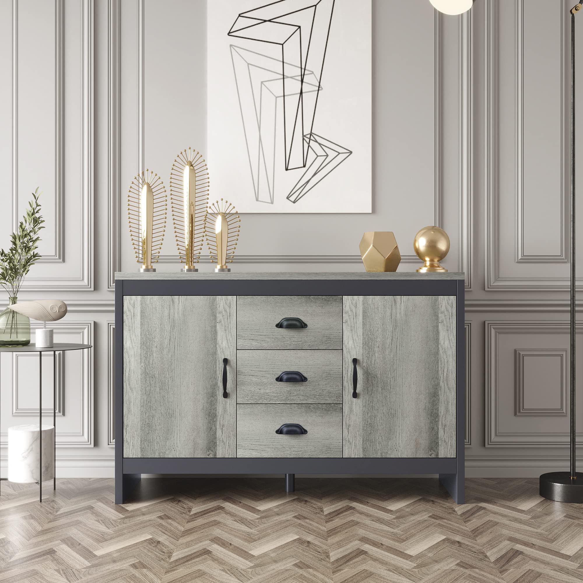 Yoglad 44-Inch Wooden Accent Cabinet - Modern Storage Buffet & Console Table with Shelf for Hallway, Entryway, Dining Room | Perfect for Home Decor, Organizing Dishes, Displaying Collectibles (Wood Color)