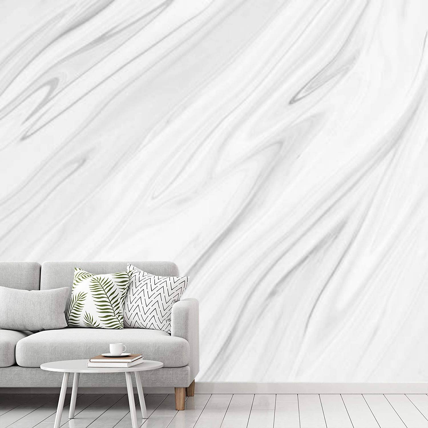 Self-Adhesive Marble Wallpaper - Peel & Stick Removable Contact Paper in White, Silver Gray & Black | Elegant Abstract Ink Design for Bedroom, Living Room & Home Decor | Easy DIY Wall Mural for Renters & Homeowners