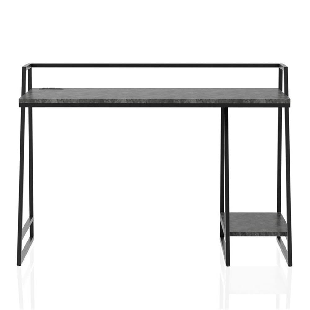 Furniture of America Sanue Modern Metal Writing Desk with USB Ports - Light Gray Home Office Desk for Small Spaces & Workspaces