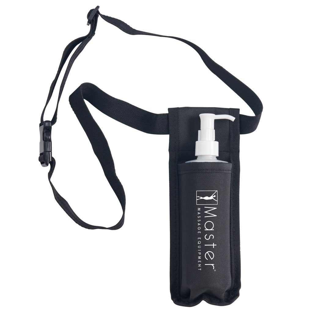 Premium Adjustable Massage Oil Holster Case - Heat Resistant Bottle Holder for Therapists | Includes 8oz Refillable Pump Dispenser | Perfect for Spa, Massage Clinics & Home Use