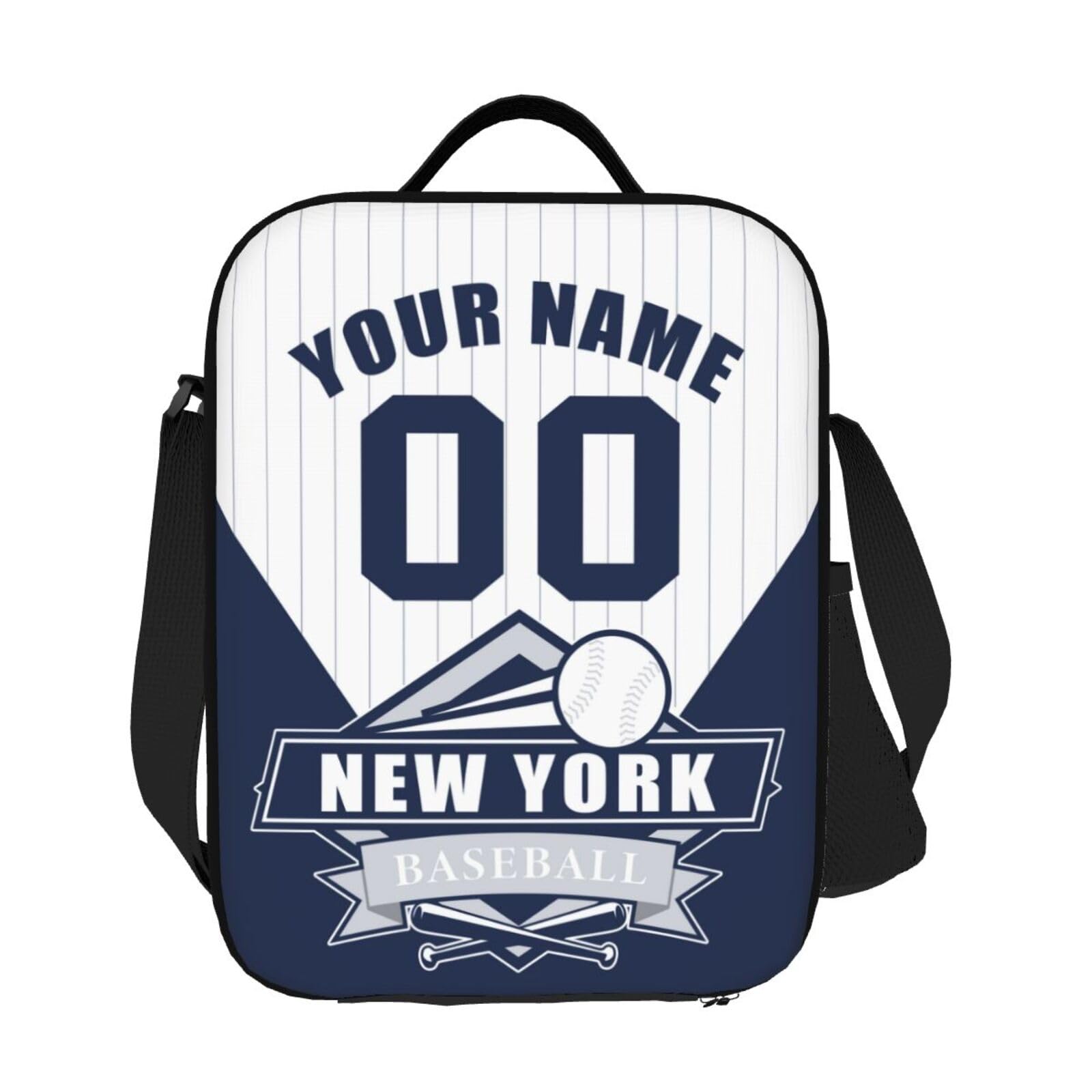Custom Insulated Lunch Bag with Personalized Name & Number - Portable & Leak-Proof Lunch Box for Work, Gym & School - Great Gift for Men, Women & Sports Fans (New York Style)