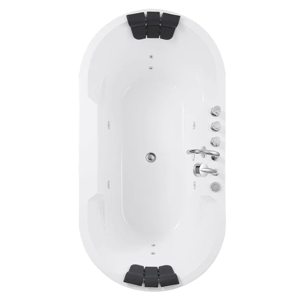 Empava 67 Inch Freestanding Jetted Bathtub - White Acrylic Soaking Tub with Massage Jets (Model 67AIS17) | Perfect for Luxury Bathrooms, Spa Relaxation & Modern Home Decor