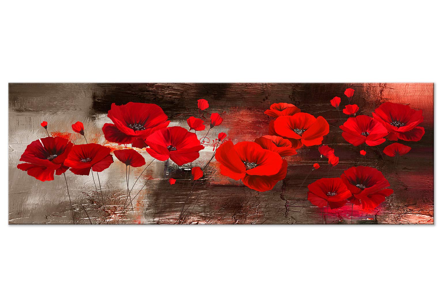Artgeist Acoustic Canvas Wall Art Print - 53x18 Inch Soundproof Poppies Flower Painting with Acoustic Foam for Home & Office Decor | Noise Reduction & Stylish Interior Design