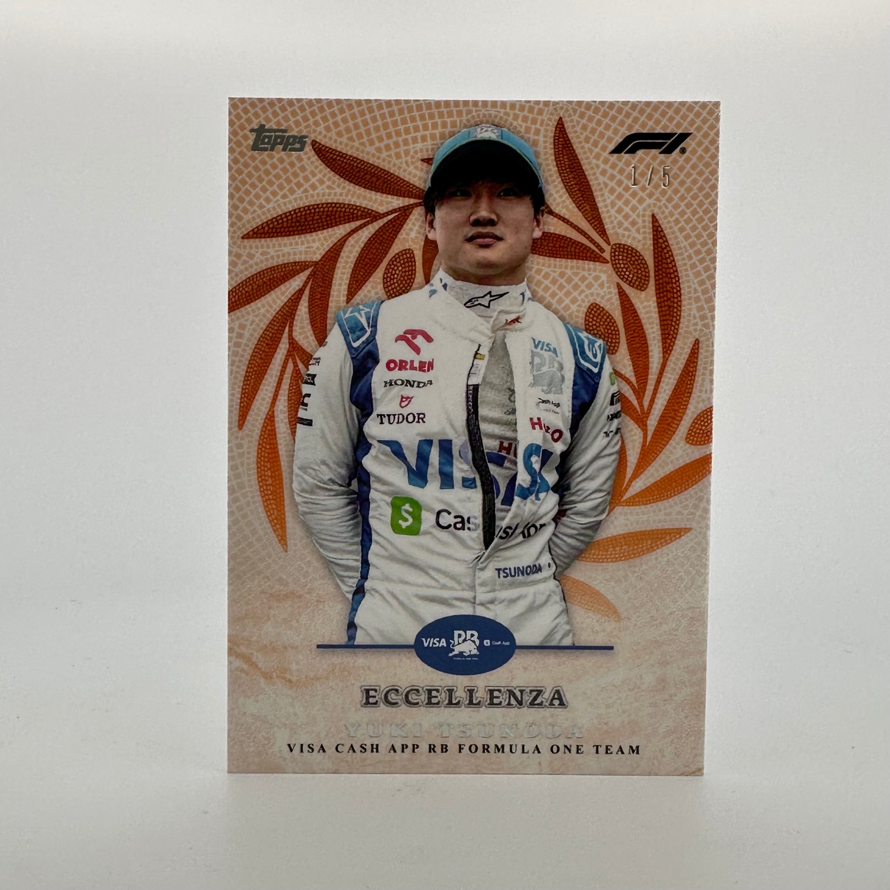 2024 Topps Eccellenza F1 Yuki Tsunoda Trionfo Orange 1/5 - Rare Collectible Trading Card for Formula 1 Fans & Sports Memorabilia Collectors