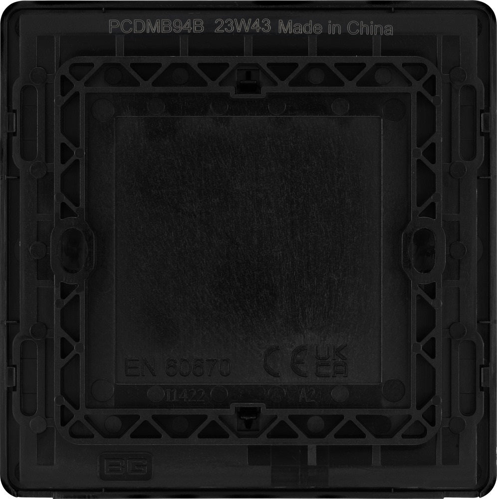 BG Evolve Matt Black Single Blank Plate PCDMB94B - Universal Wall Plate Cover for Home & Office Electrical Outlets - Perfect for Modern Interior Design and DIY Projects