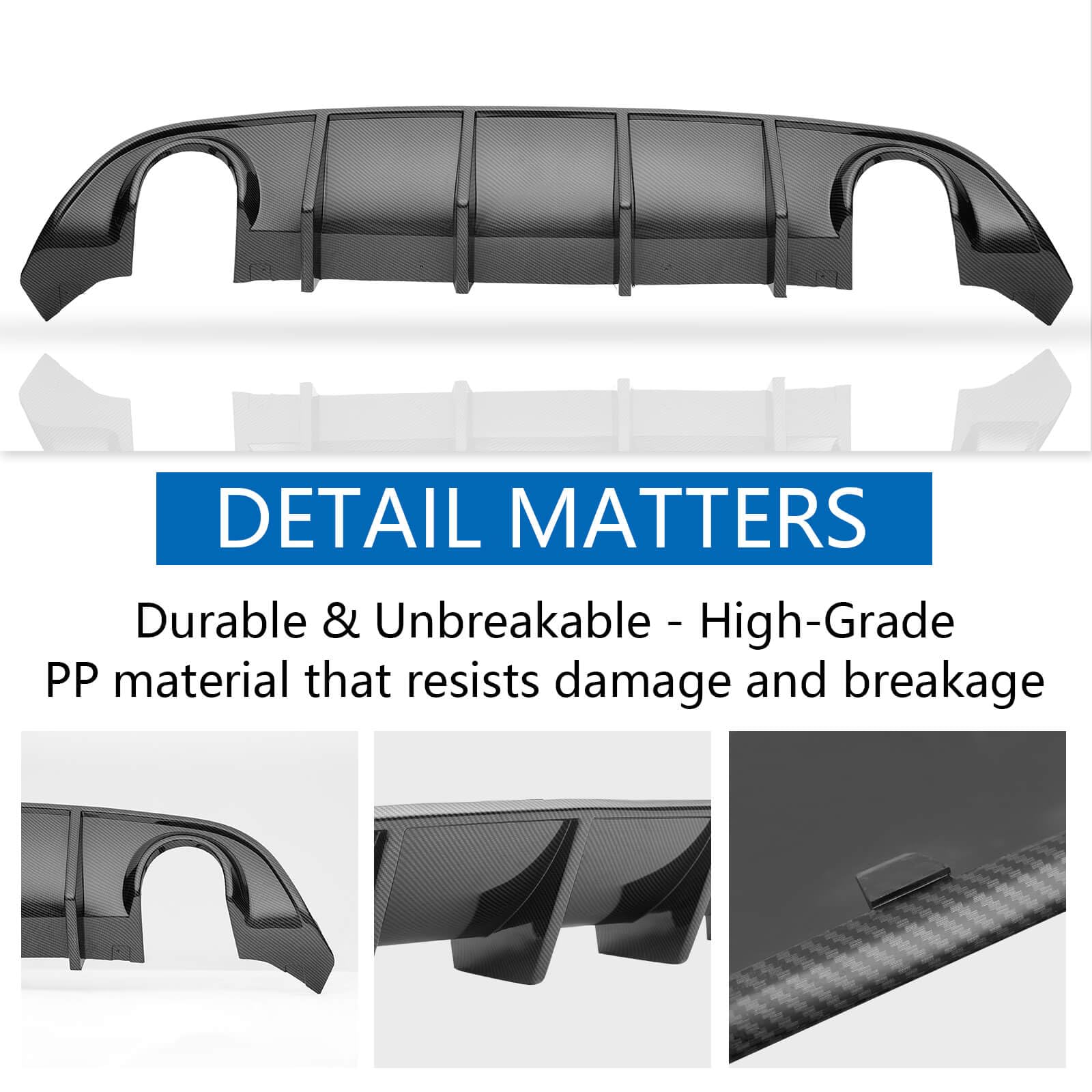 WildWell Rear Diffuser for 2015-2024 Dodge Charger SRT | Carbon Fiber Style Bumper Lip Diffuser | Non-Widebody Models | Enhances Aerodynamics & Sporty Look for Street Racing & Car Shows